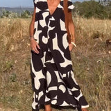 Robe avec imprimé et col en V