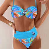 Maillot De Bain Sexy Imprimé Soutien-Gorge Couleur Contrastée Deux-Pièces