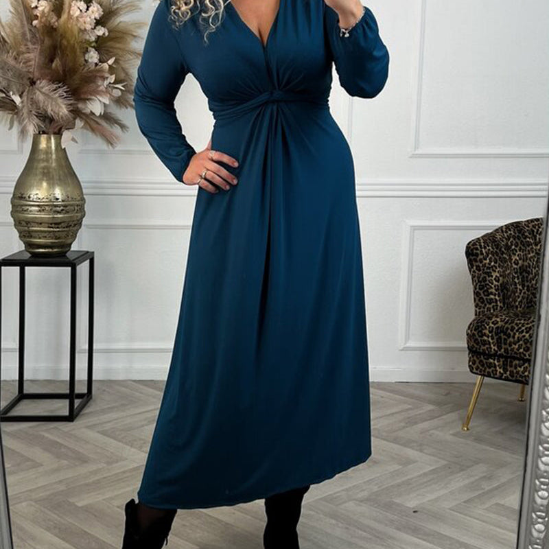 Robe sexy unie avec manches longues