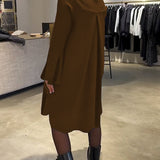 Robe Uni Manche Évasée Froncé