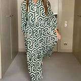 Robe à manches à neuf points à imprimé géométrique