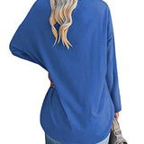 T-shirt femme uni col V manches longues
