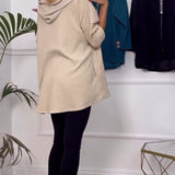 Manteau décontracté à capuche de couleur unie avec fermeture éclair
