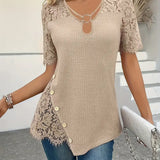 T-Shirt Dentelle Panneau Tricoté