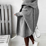 Cardigan simple à capuche de couleur unie avec motif chauve-souris
