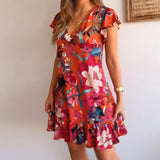 Robe florale avec col et volants