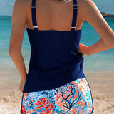 Tankini Sans Manches Débardeur Imprimé Shorts