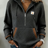 Sweat À Capuche Manches Longues Jacquard Décontracté