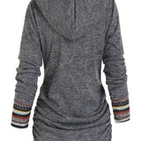 Sweat-shirt à capuche décontracté de couleur contrastée