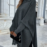 Pull À Col Roulé Avec Manches Chauve-Souris Et Franges