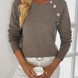 Pull Bouton Décoré Manche Raglan