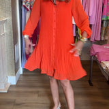 Robe plissée patchwork unie pour femme