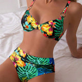 Bikini Sexy Imprimé Soutien-Gorge Push-Up Triangle