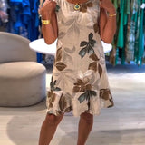 Robe Sans Manches Col Rond Imprimée