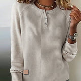 Pull Élégant Bouton Manche Raglan