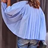 Chemise décontractée à poches plissées de couleur unie