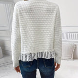 Manteau Manches Longues Pull À Panneaux De Dentelle
