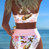 Bikini Contraste Floral Fendu