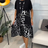 Robe imprimée à manches courtes et col rond