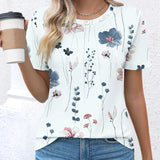 T-Shirt Col Rond Tout-Imprimé Polyvalent