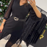 Robe Élégante À Col En V Et Motif Patchwork