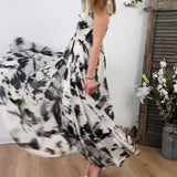 Robe fluide sans manches à imprimé fleuri