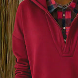 Sweat À Capuche Effet Deux-En-Un Patchwork À Carreaux