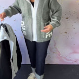 Manteau-Pull Décontracté à Manches Longues avec Lettre