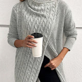 Pull décontracté de couleur unie fendu