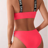 Bikini Lettre Bretelle Soutien-Gorge Deux Pièces