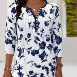Blouse à Boutons Imprimée Mode