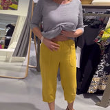 Pantalon Décontracté Fuselé Coton Et Lin Court