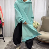 Sweats à capuche amples avec fente et manches longues