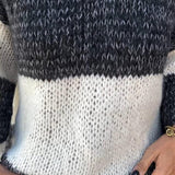 Pull décontracté à col en V contrasté