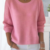 Pull Uni Col Rond Épaule Tombante