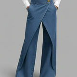 Pantalon Tendance Jambe Large En Denim