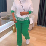 Pull Rayé Contrasté Pantalon Ensemble