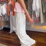 Pantalon large confortable de couleur unie avec poches