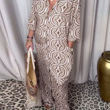 Robe longue imprimée vintage avec poche à revers