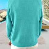Pull décontracté à simple boutonnage de couleur unie