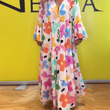 Robe décontractée à manches cloche et imprimé floral coloré