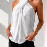 Débardeur Mode Halter Couleur Unie