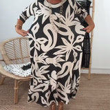 Robe À Col Rond Et Manches Longues Imprimée