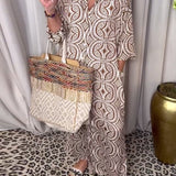 Robe longue imprimée vintage avec poche à revers