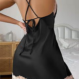 Chemise De Nuit À Bretelles Unie Lisse