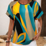 T-Shirt Col Rond Imprimé Contrasté