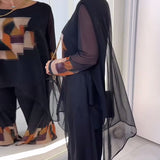 Costume Élégant À Manches Longues Imprimé Jambes Larges