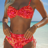 Bikini À Fines Bretelles Motif Abstrait Imprimé