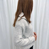Pull décontracté de couleur unie avec fermeture éclair à revers