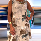 Robe Sans Manches Col Rond Imprimée